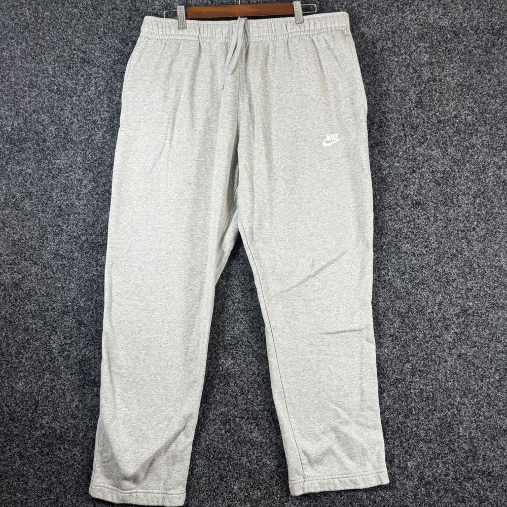 Nike Mens Club Fleece Sweatpants Grey Open Hem Joggers XXL BV2707-063